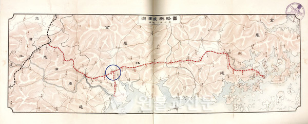 호남선 건설개요(1914) 출처: 〈전북의 역사문물전 12 익산〉/ 파란색 동그라미가 이리역